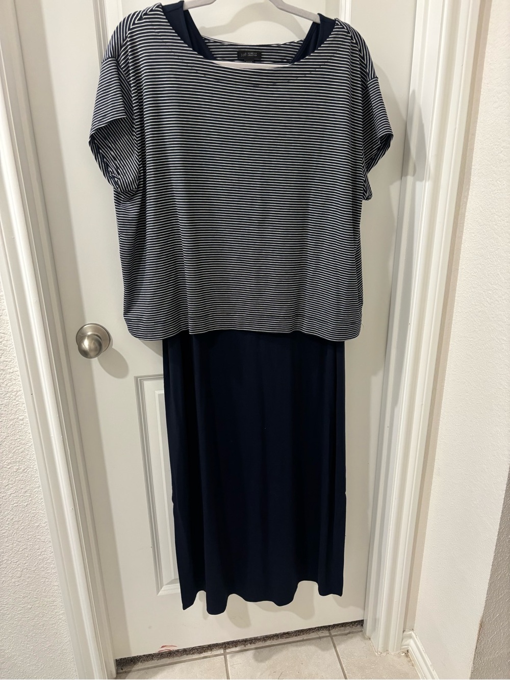 J. Jill Navy and White Striped Two-Piece Dress NWT